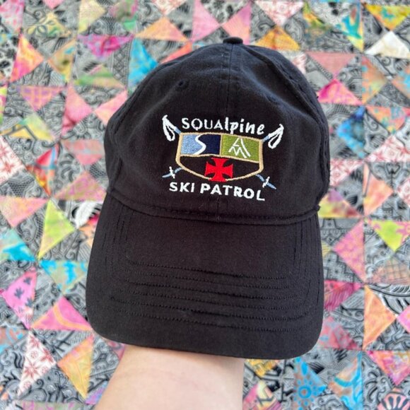 SQUALPINE Ski Patrol Hat Snapback Black CREST Red Cross Ouray Adjustable - Picture 1 of 8